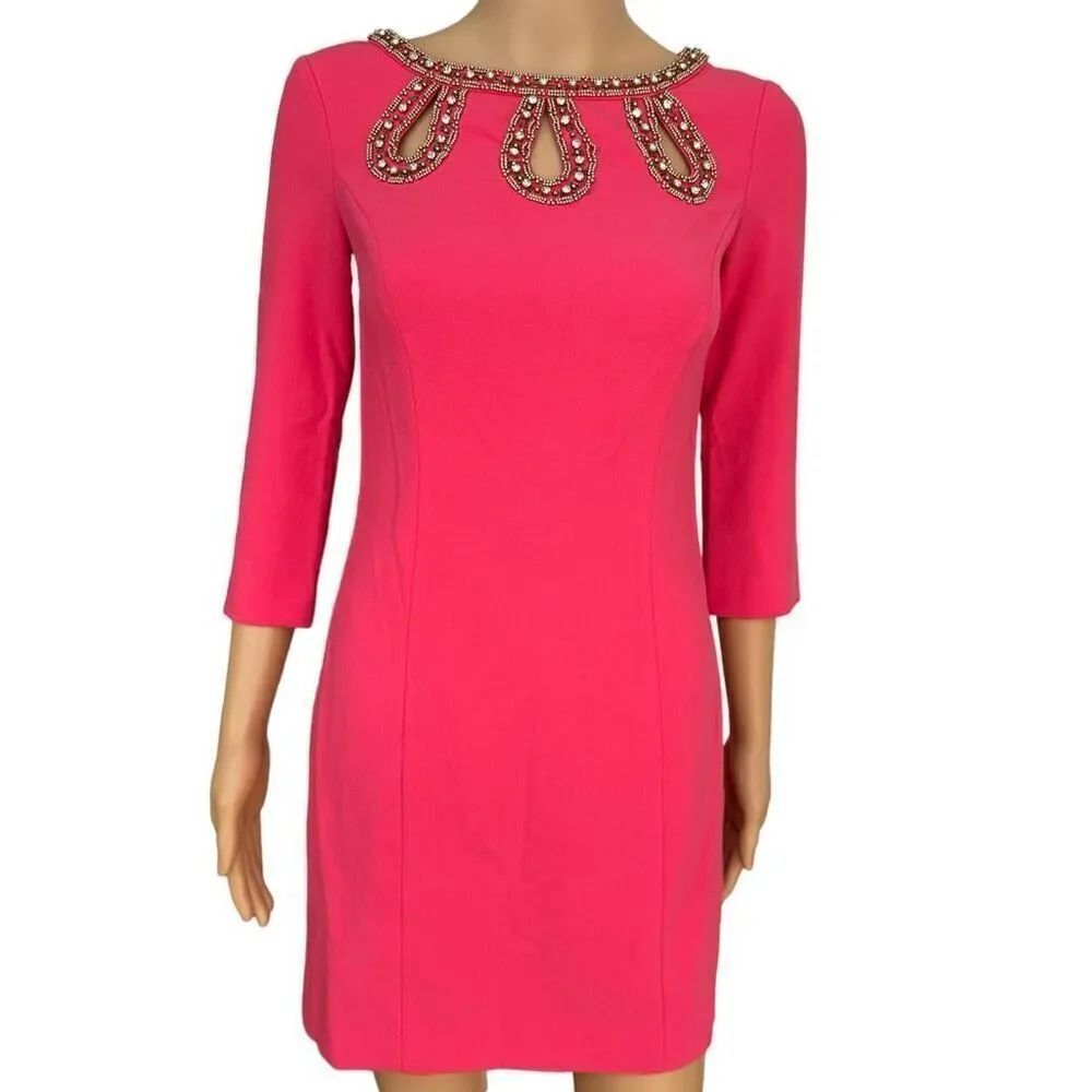 LILLY PULITZER BRONTE EMBELLISHED SHIFT DRESS WATERMELON size 00